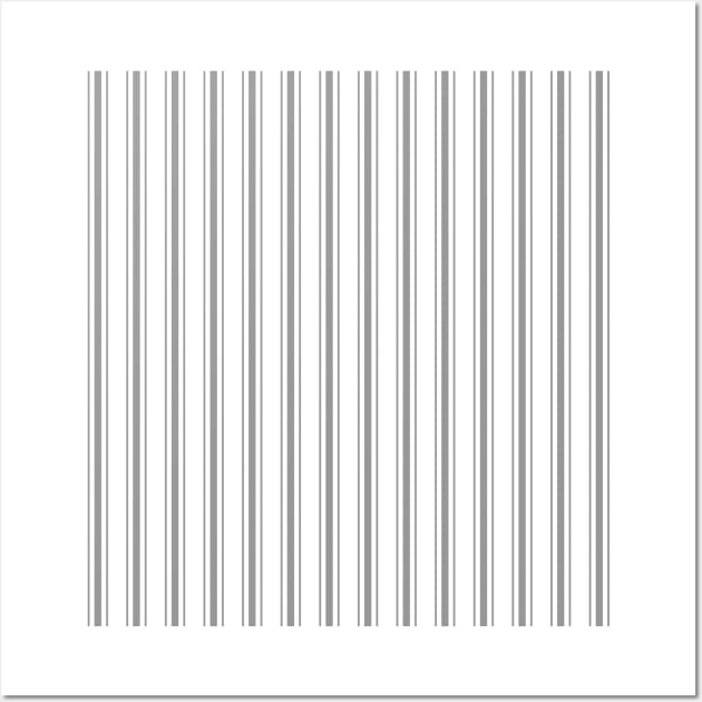 Mattress Ticking Wide Striped Pattern in Charcoal Grey and White Wall Art by podartist